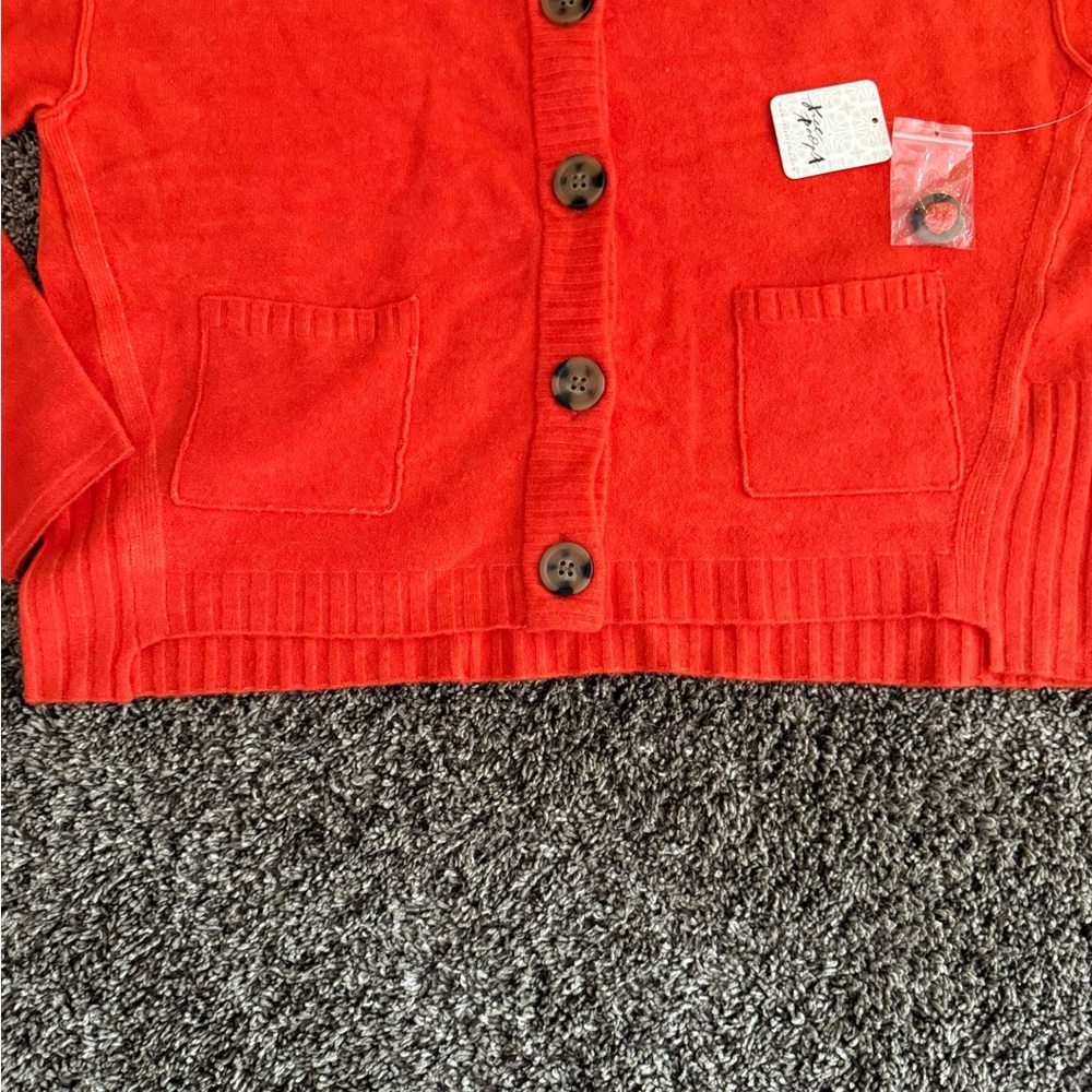Free People Luna Cardigan Sweater, Red Alert, Small, NWT - Picture 12 of 14